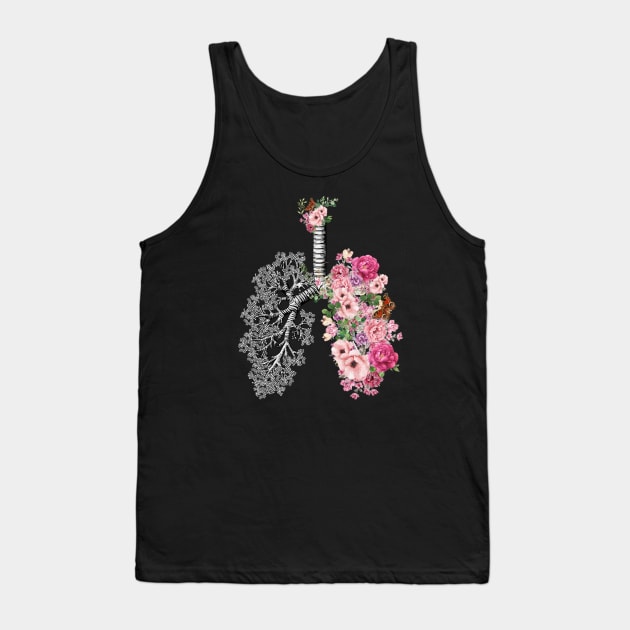 Lung Anatomy, vintage pink roses, Cancer Awareness Tank Top by Collagedream
